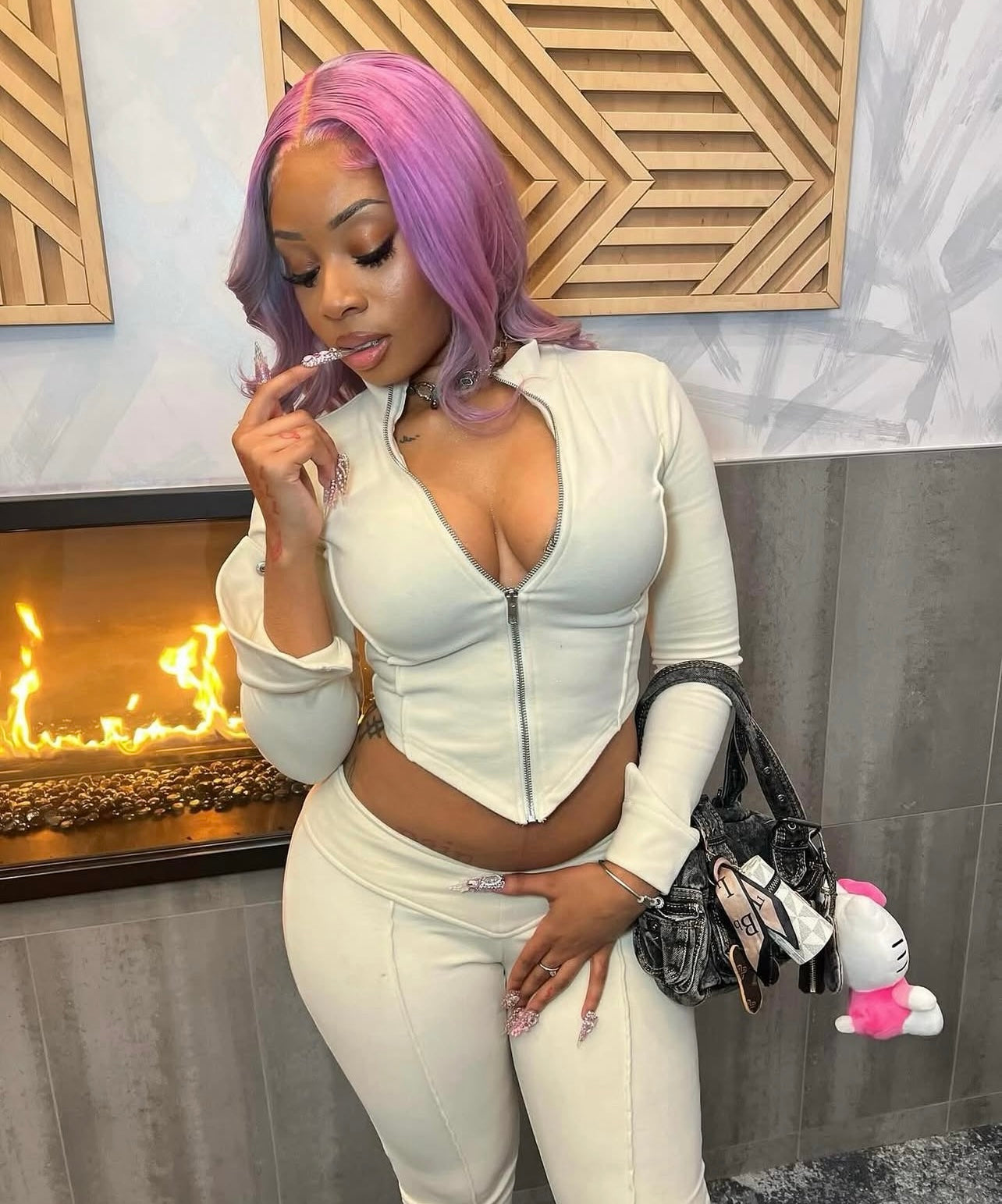 Cream Zip Up Top & Bottom Set