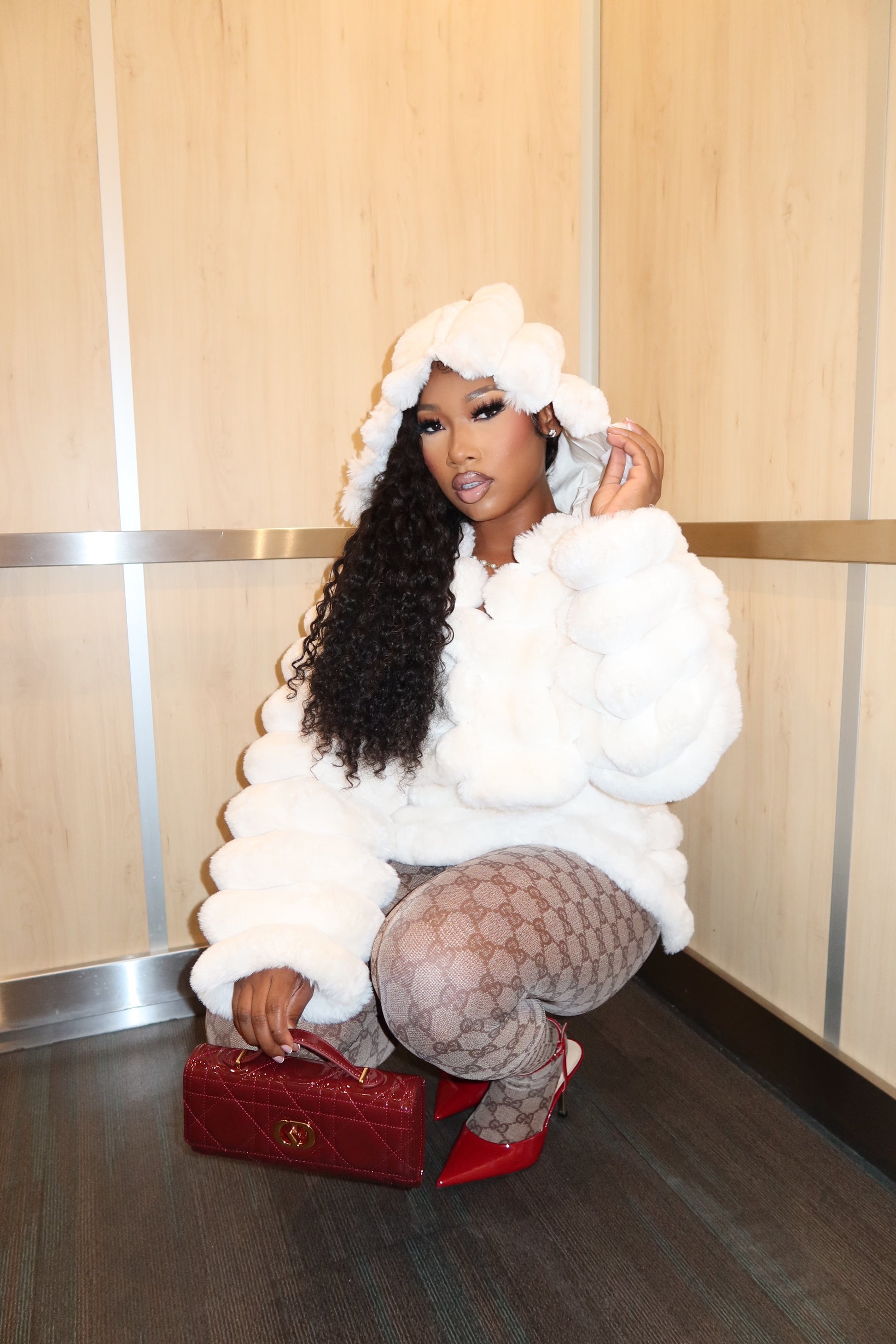 Luxe Fur Coat & Skirt Set