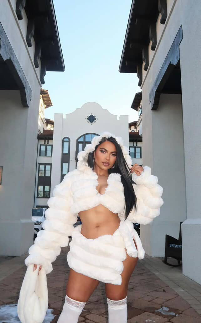 Luxe Fur Coat & Skirt Set