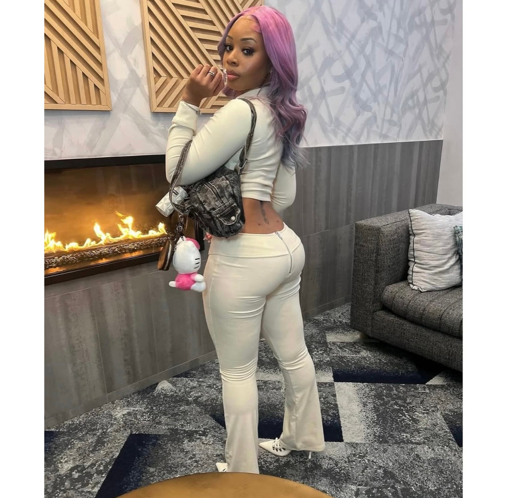 Cream Zip Up Top & Bottom Set