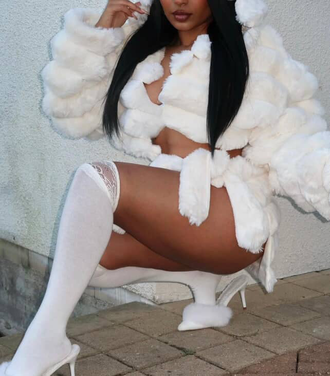 Luxe Fur Coat & Skirt Set