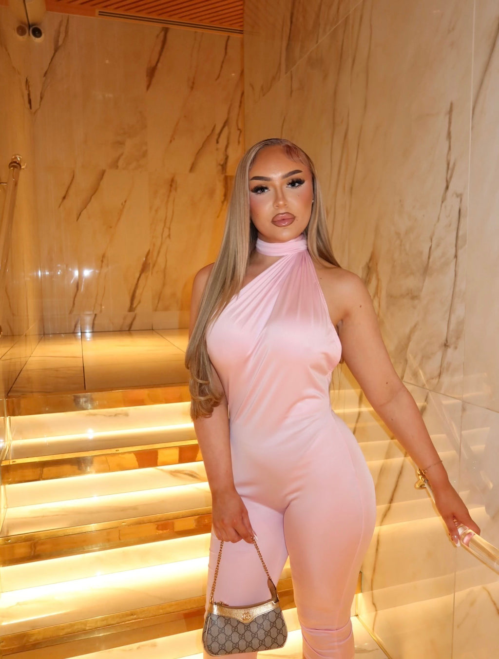 LUMINOUS BLUSH ROMPER (COLOR) LIGHT PINK